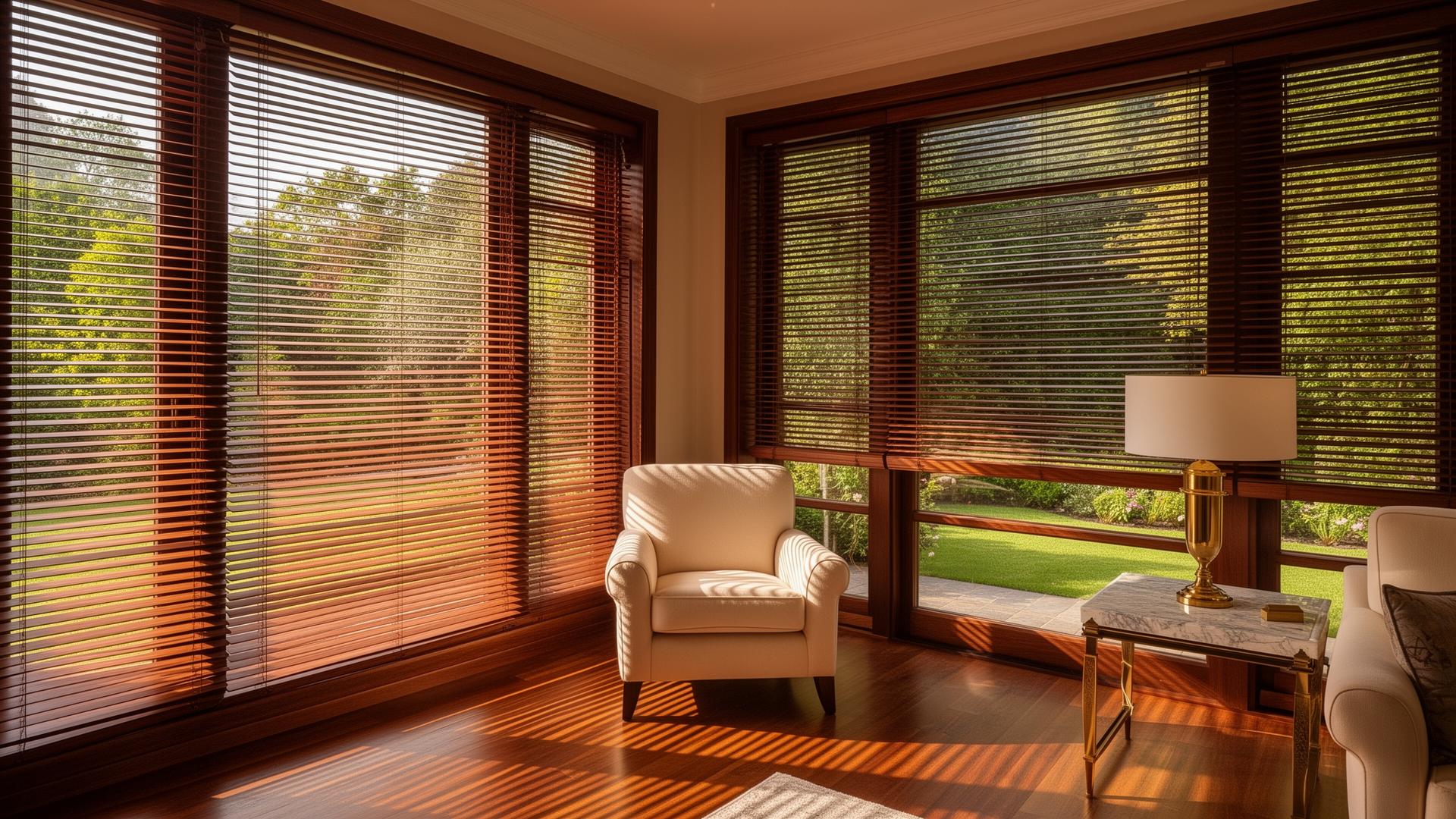 Luxury motorized blinds in estate setting