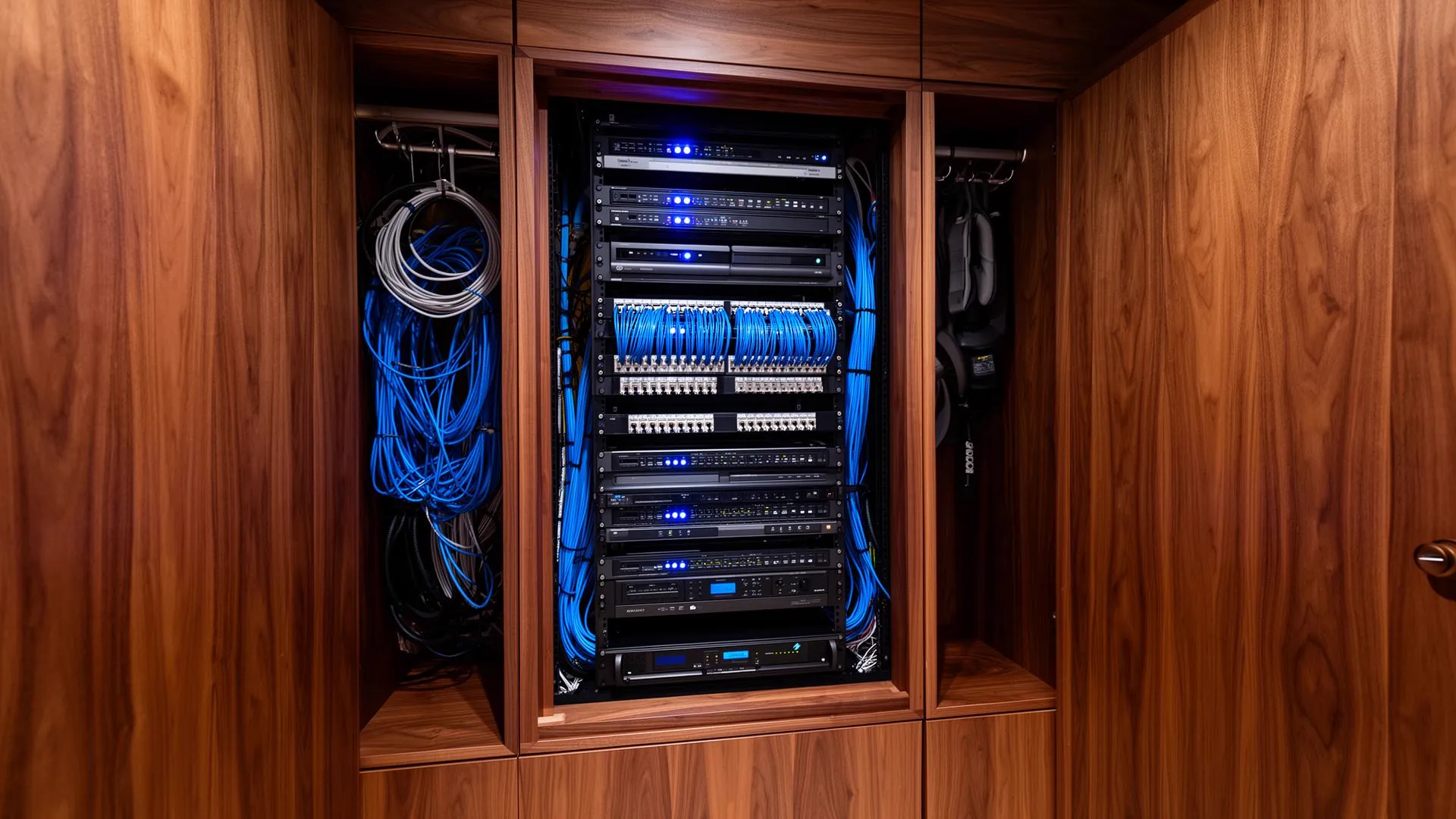 Enterprise network rack engineered for luxury estate technology infrastructure