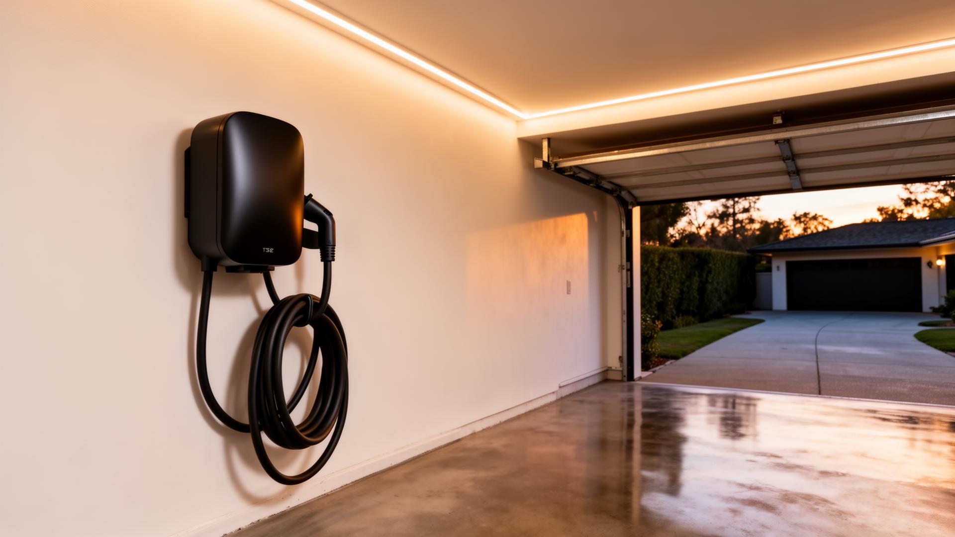 Savant Level 2 EV Charger installed in luxury home garage