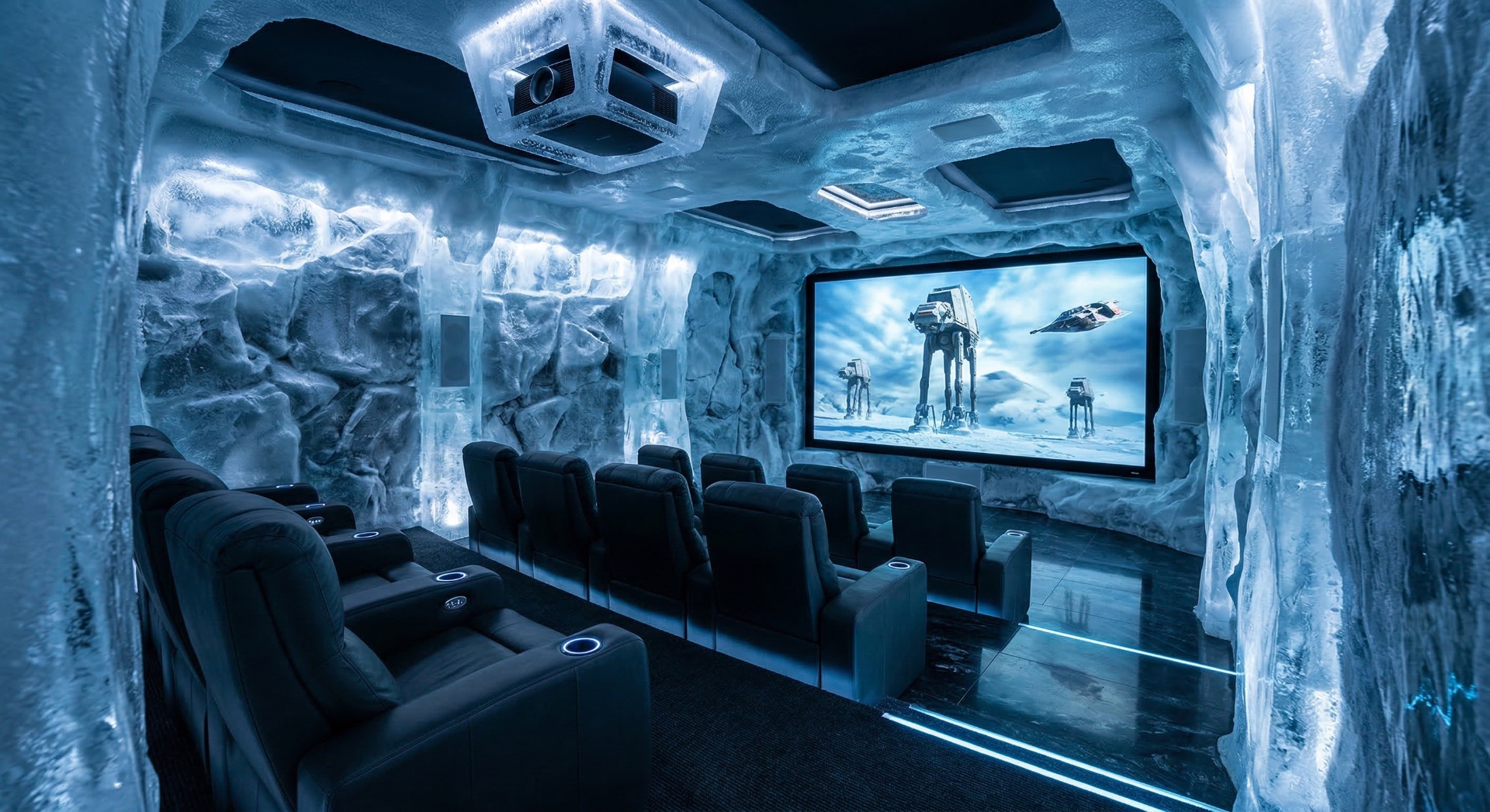 The Ice Fortress — Frozen cavern walls, icy blue lighting, and crystalline surfaces immerse viewers